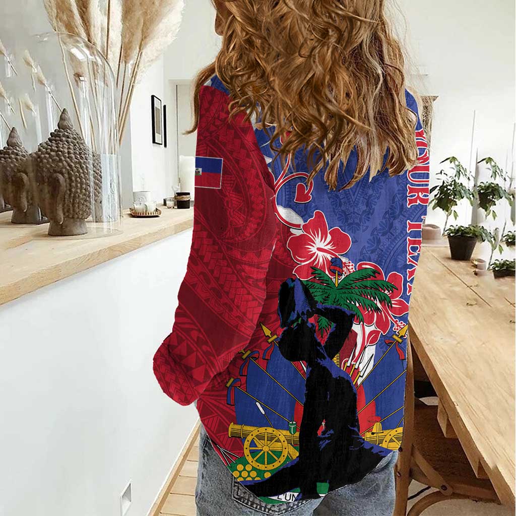 Personalised Haiti Le Marron Inconnu Women Casual Shirt Dashiki Mix Polynesian Pattern - Wonder Print Shop