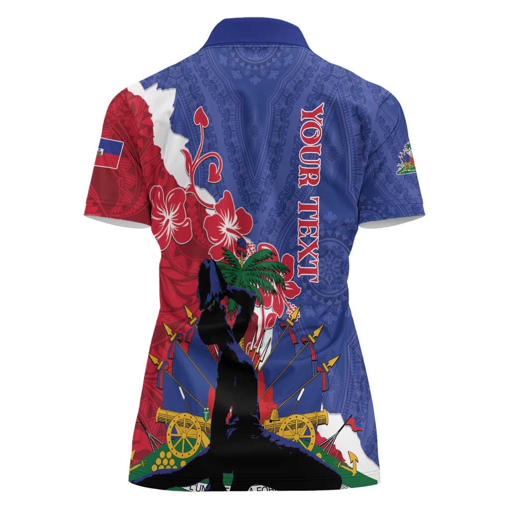 Personalised Haiti Le Marron Inconnu Women Polo Shirt Dashiki Mix Polynesian Pattern - Wonder Print Shop