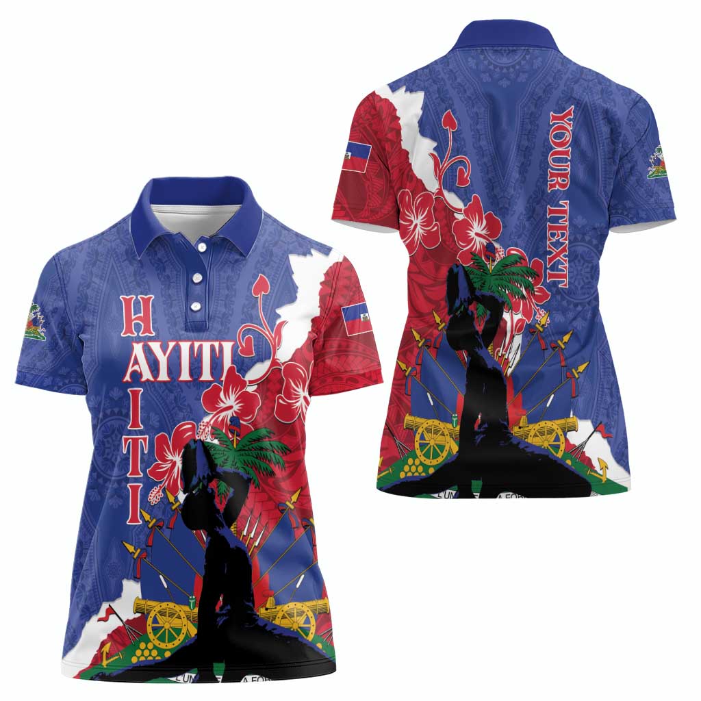 Personalised Haiti Le Marron Inconnu Women Polo Shirt Dashiki Mix Polynesian Pattern - Wonder Print Shop