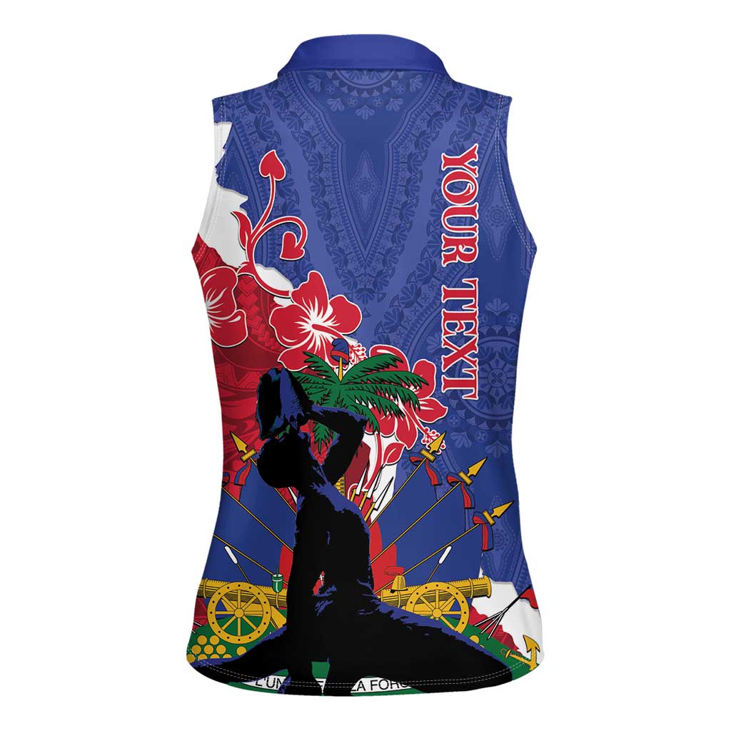 Personalised Haiti Le Marron Inconnu Women Sleeveless Polo Shirt Dashiki Mix Polynesian Pattern - Wonder Print Shop