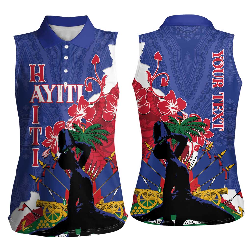 Personalised Haiti Le Marron Inconnu Women Sleeveless Polo Shirt Dashiki Mix Polynesian Pattern - Wonder Print Shop