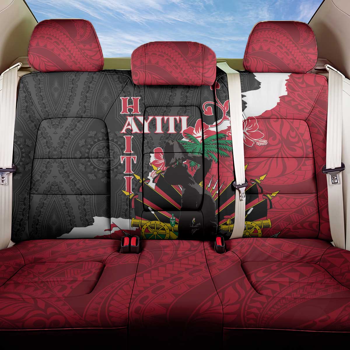 Ayiti Neg Marron Back Car Seat Cover Dashiki Mix Polynesian Pattern - Wonder Print Shop