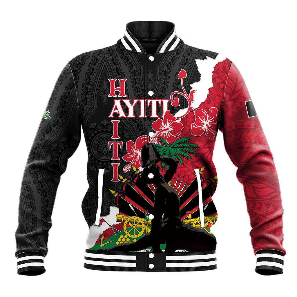 Personalised Ayiti Neg Marron Baseball Jacket Dashiki Mix Polynesian Pattern - Wonder Print Shop