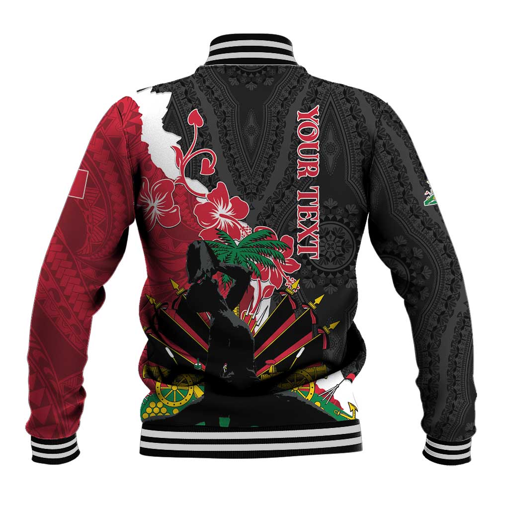 Personalised Ayiti Neg Marron Baseball Jacket Dashiki Mix Polynesian Pattern - Wonder Print Shop