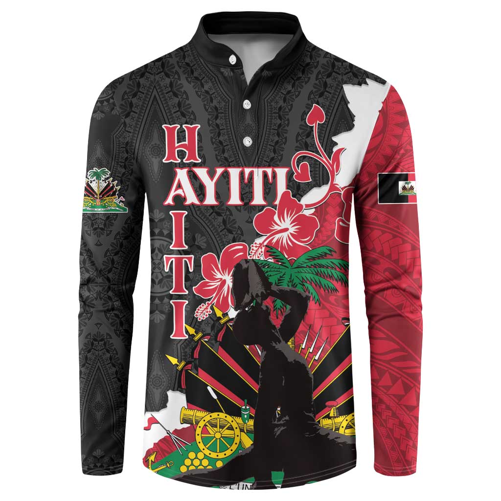 Personalised Ayiti Neg Marron Button Sweatshirt Dashiki Mix Polynesian Pattern - Wonder Print Shop