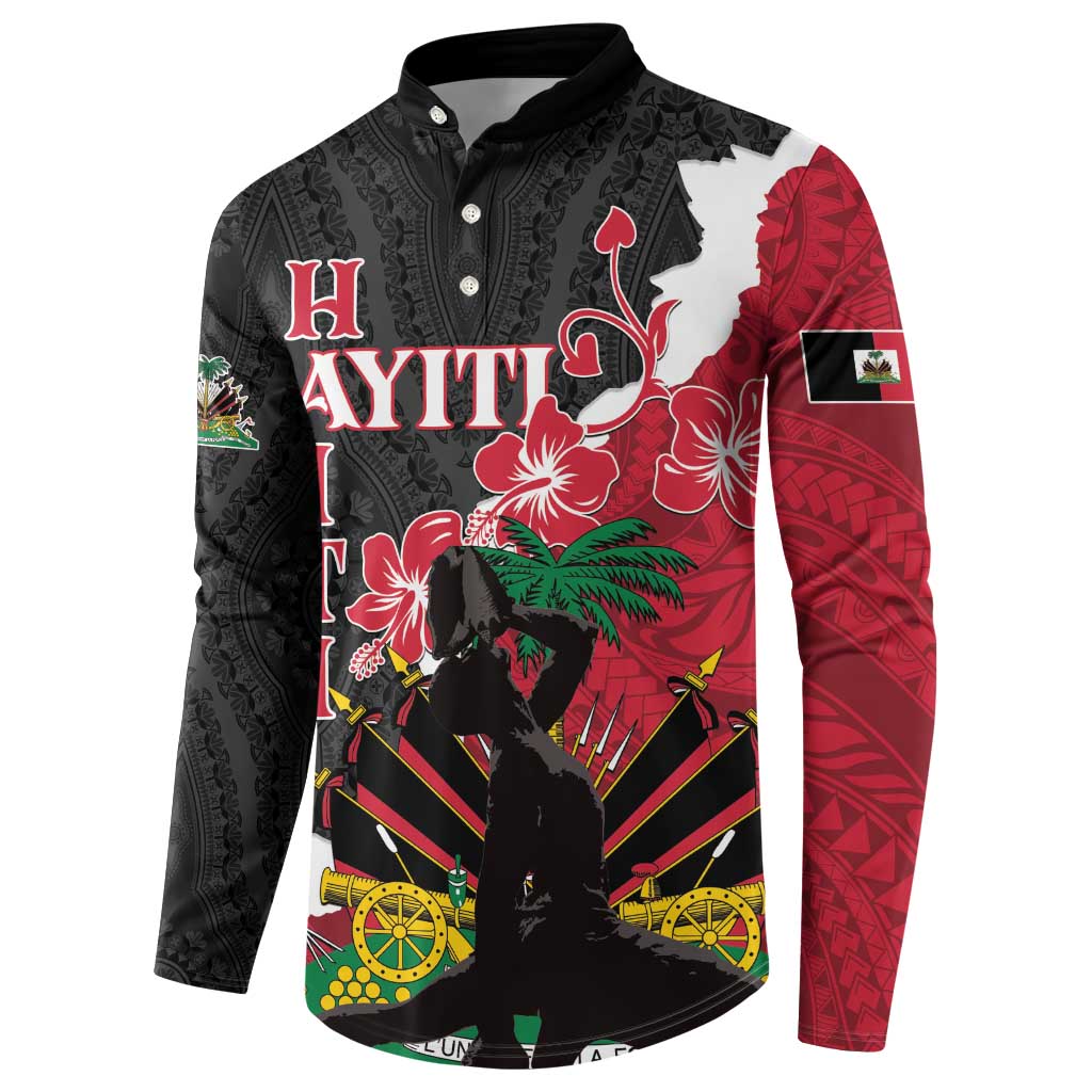 Personalised Ayiti Neg Marron Button Sweatshirt Dashiki Mix Polynesian Pattern - Wonder Print Shop