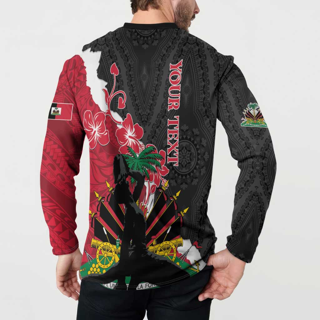 Personalised Ayiti Neg Marron Button Sweatshirt Dashiki Mix Polynesian Pattern - Wonder Print Shop