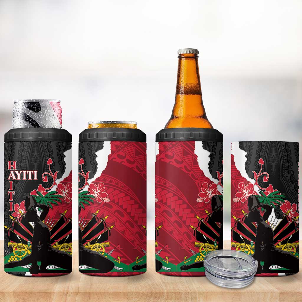 Personalised Ayiti Neg Marron 4 in 1 Can Cooler Tumbler Dashiki Mix Polynesian Pattern - Wonder Print Shop
