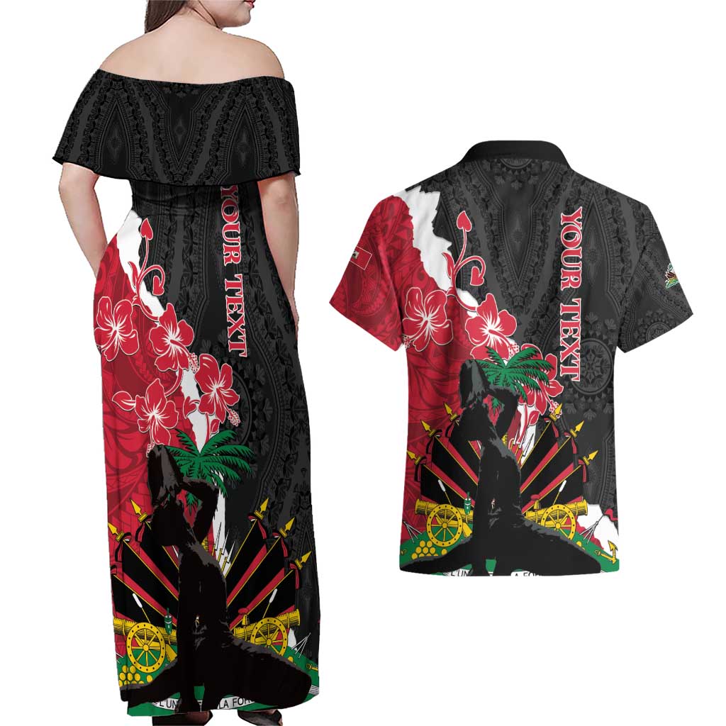 Personalised Ayiti Neg Marron Couples Matching Off Shoulder Maxi Dress and Hawaiian Shirt Dashiki Mix Polynesian Pattern - Wonder Print Shop