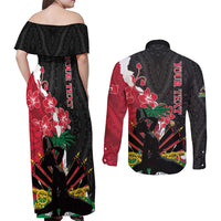 Personalised Ayiti Neg Marron Couples Matching Off Shoulder Maxi Dress and Long Sleeve Button Shirt Dashiki Mix Polynesian Pattern - Wonder Print Shop