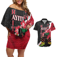 Personalised Ayiti Neg Marron Couples Matching Off Shoulder Short Dress and Hawaiian Shirt Dashiki Mix Polynesian Pattern - Wonder Print Shop