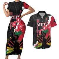 Personalised Ayiti Neg Marron Couples Matching Short Sleeve Bodycon Dress and Hawaiian Shirt Dashiki Mix Polynesian Pattern - Wonder Print Shop