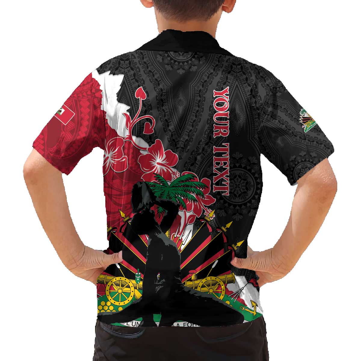 Personalised Ayiti Neg Marron Family Matching Off The Shoulder Long Sleeve Dress and Hawaiian Shirt Dashiki Mix Polynesian Pattern - Wonder Print Shop