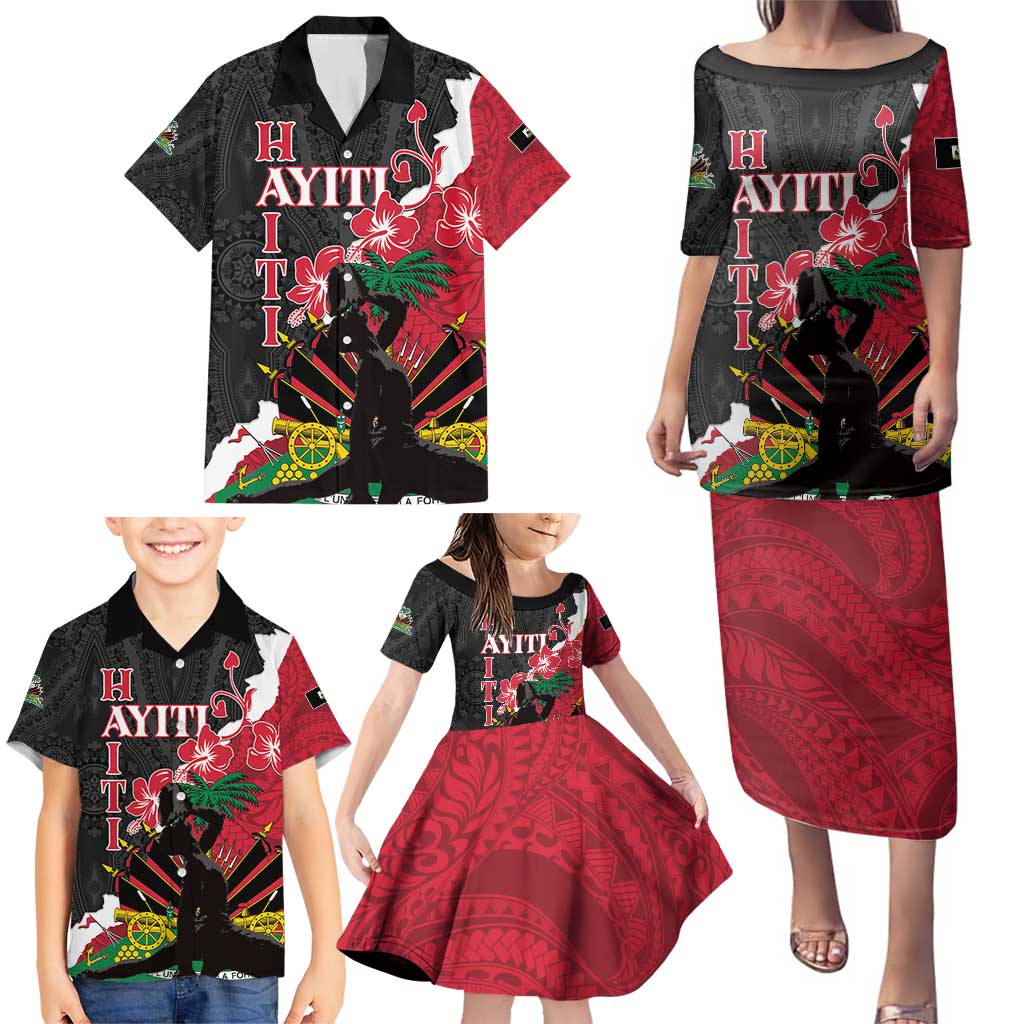 Personalised Ayiti Neg Marron Family Matching Puletasi and Hawaiian Shirt Dashiki Mix Polynesian Pattern - Wonder Print Shop
