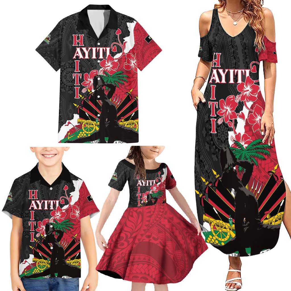 Personalised Ayiti Neg Marron Family Matching Summer Maxi Dress and Hawaiian Shirt Dashiki Mix Polynesian Pattern - Wonder Print Shop