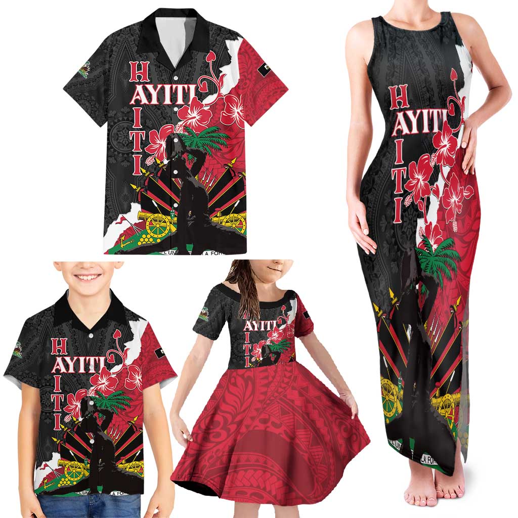 Personalised Ayiti Neg Marron Family Matching Tank Maxi Dress and Hawaiian Shirt Dashiki Mix Polynesian Pattern - Wonder Print Shop