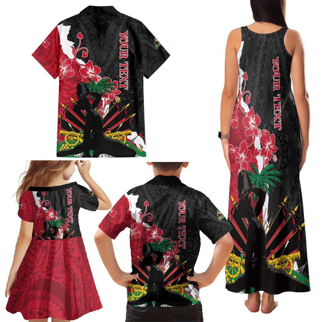 Personalised Ayiti Neg Marron Family Matching Tank Maxi Dress and Hawaiian Shirt Dashiki Mix Polynesian Pattern - Wonder Print Shop