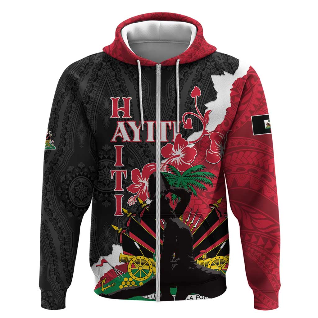 Personalised Ayiti Neg Marron Hoodie Dashiki Mix Polynesian Pattern - Wonder Print Shop