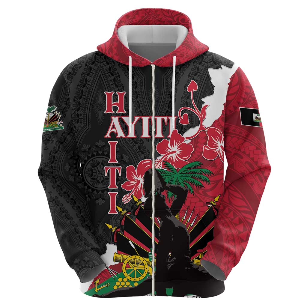 Personalised Ayiti Neg Marron Hoodie Dashiki Mix Polynesian Pattern - Wonder Print Shop