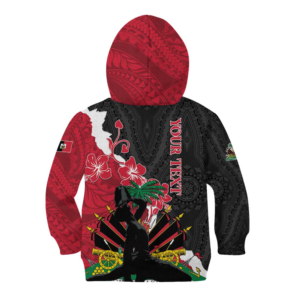 Personalised Ayiti Neg Marron Kid Hoodie Dashiki Mix Polynesian Pattern - Wonder Print Shop