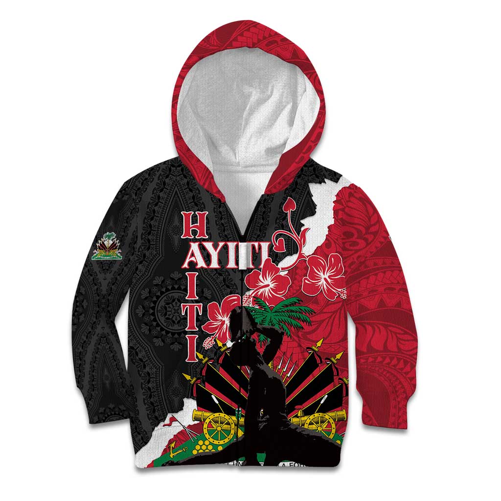Personalised Ayiti Neg Marron Kid Hoodie Dashiki Mix Polynesian Pattern - Wonder Print Shop