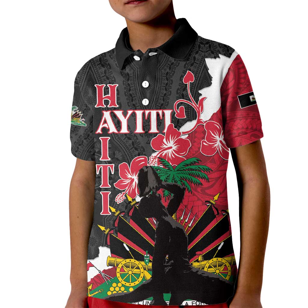 Personalised Ayiti Neg Marron Kid Polo Shirt Dashiki Mix Polynesian Pattern - Wonder Print Shop