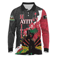 Personalised Ayiti Neg Marron Long Sleeve Polo Shirt Dashiki Mix Polynesian Pattern - Wonder Print Shop