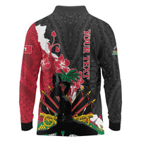 Personalised Ayiti Neg Marron Long Sleeve Polo Shirt Dashiki Mix Polynesian Pattern - Wonder Print Shop