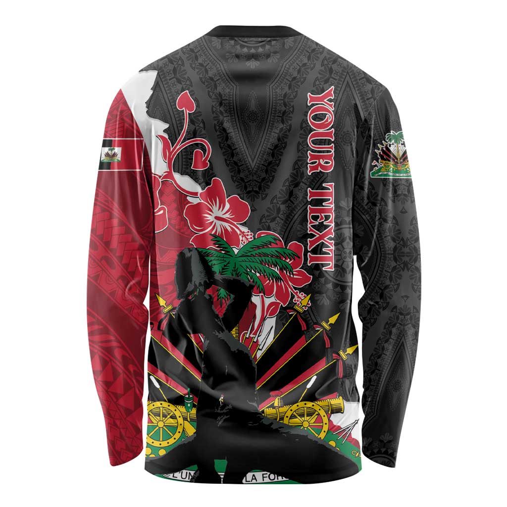 Personalised Ayiti Neg Marron Long Sleeve Shirt Dashiki Mix Polynesian Pattern - Wonder Print Shop