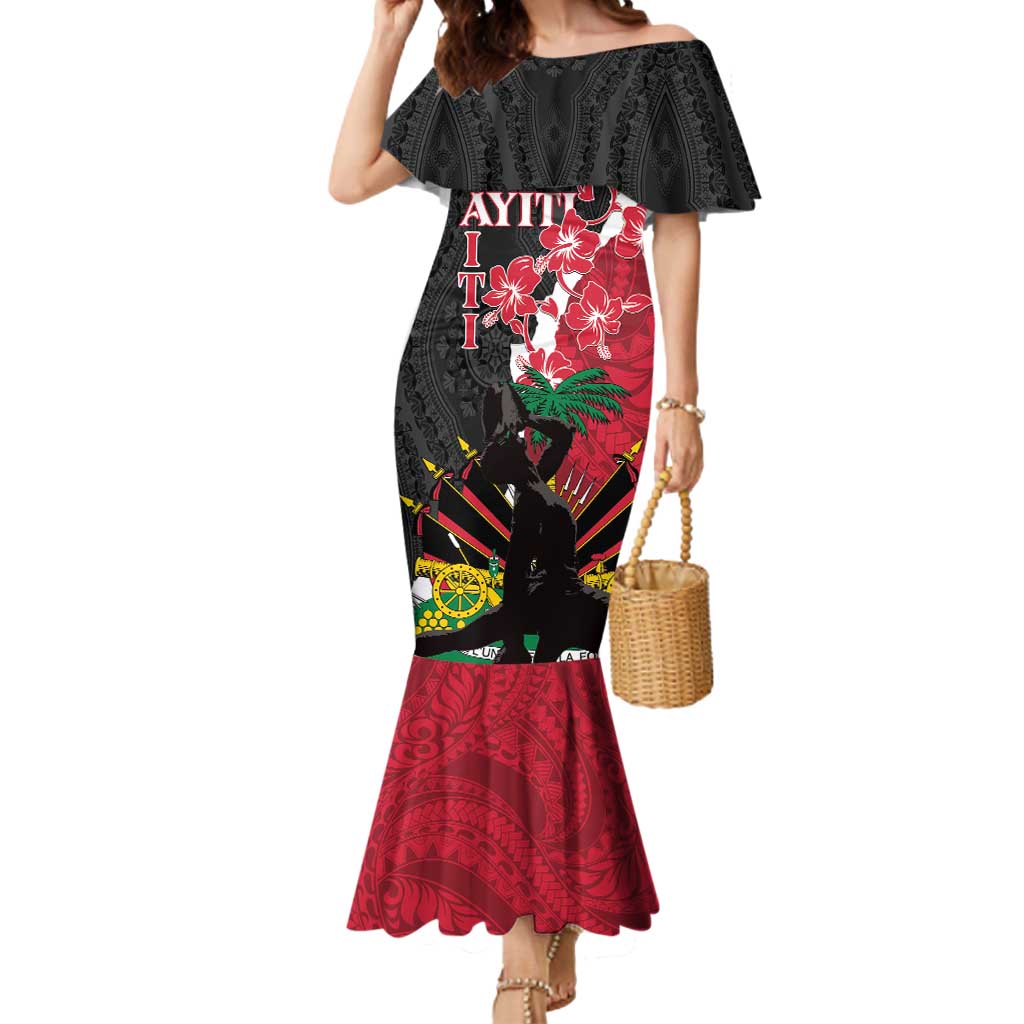 Personalised Ayiti Neg Marron Mermaid Dress Dashiki Mix Polynesian Pattern - Wonder Print Shop