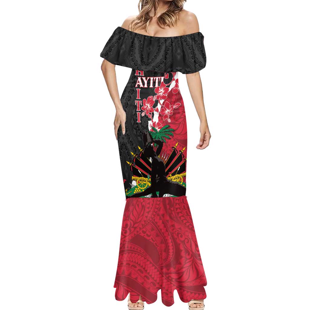 Personalised Ayiti Neg Marron Mermaid Dress Dashiki Mix Polynesian Pattern - Wonder Print Shop