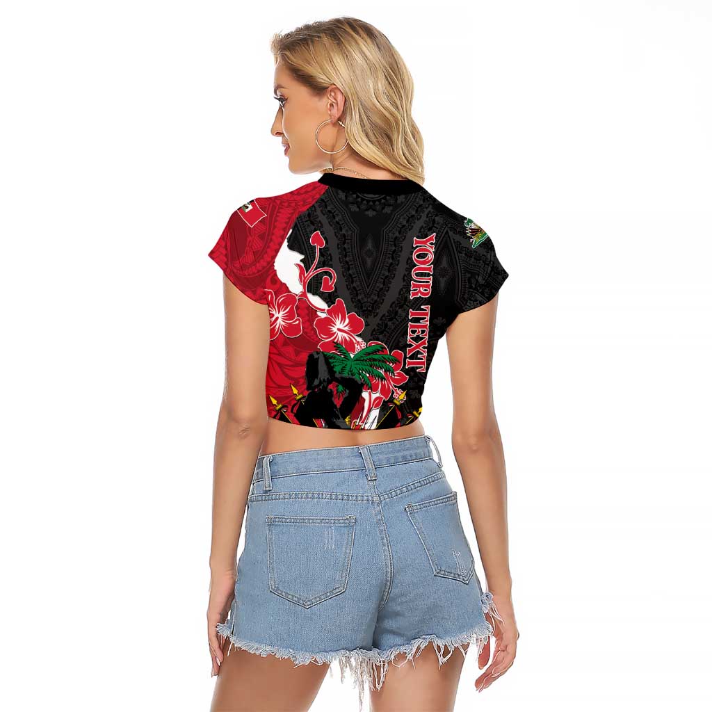 Personalised Ayiti Neg Marron Raglan Cropped T Shirt Dashiki Mix Polynesian Pattern - Wonder Print Shop