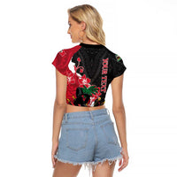 Personalised Ayiti Neg Marron Raglan Cropped T Shirt Dashiki Mix Polynesian Pattern - Wonder Print Shop