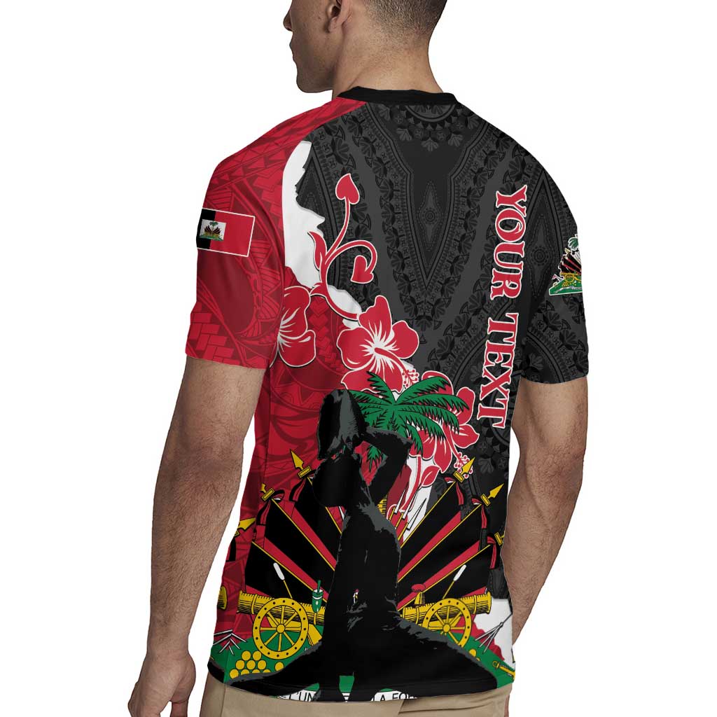 Personalised Ayiti Neg Marron Rugby Jersey Dashiki Mix Polynesian Pattern - Wonder Print Shop