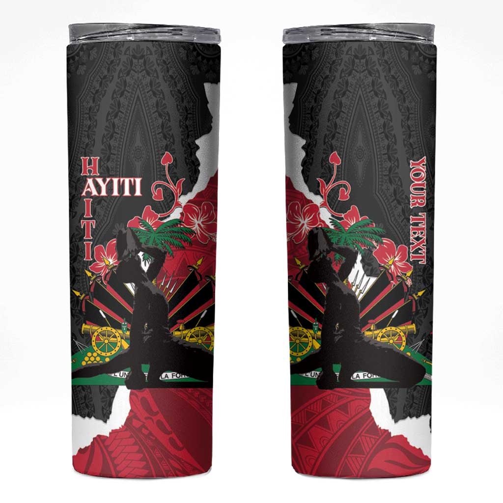 Personalised Ayiti Neg Marron Skinny Tumbler Dashiki Mix Polynesian Pattern - Wonder Print Shop