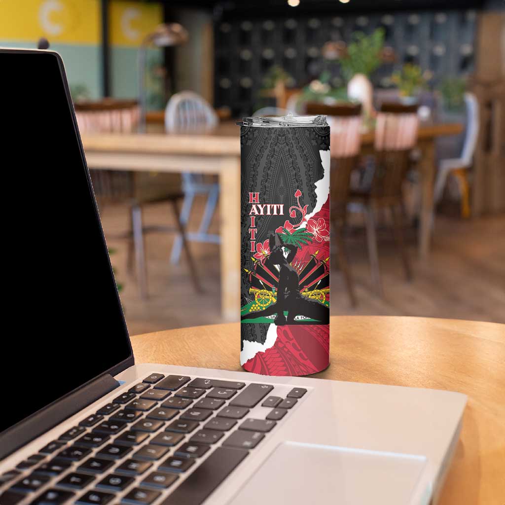 Personalised Ayiti Neg Marron Skinny Tumbler Dashiki Mix Polynesian Pattern - Wonder Print Shop