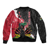 Personalised Ayiti Neg Marron Sleeve Zip Bomber Jacket Dashiki Mix Polynesian Pattern - Wonder Print Shop