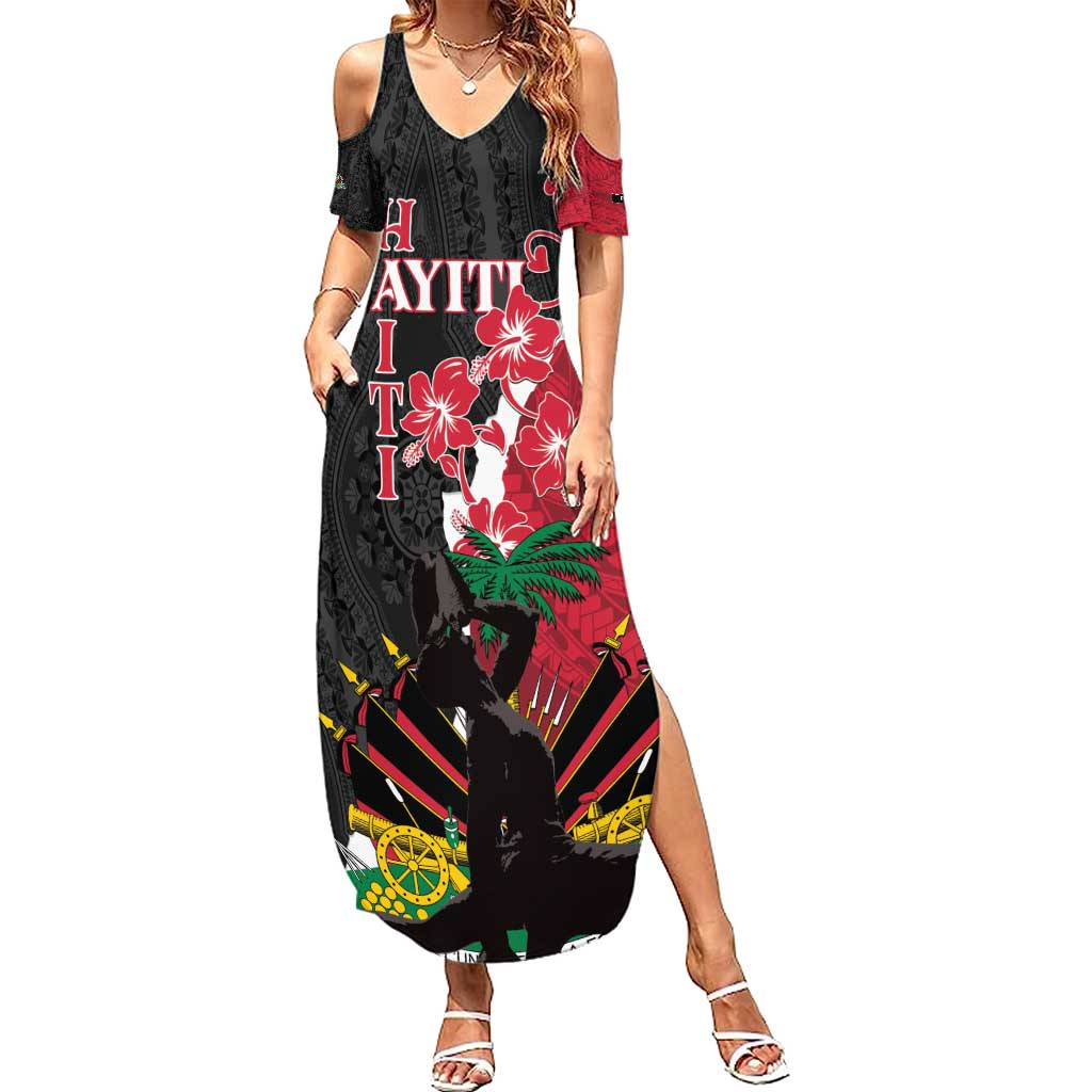 Personalised Ayiti Neg Marron Summer Maxi Dress Dashiki Mix Polynesian Pattern - Wonder Print Shop