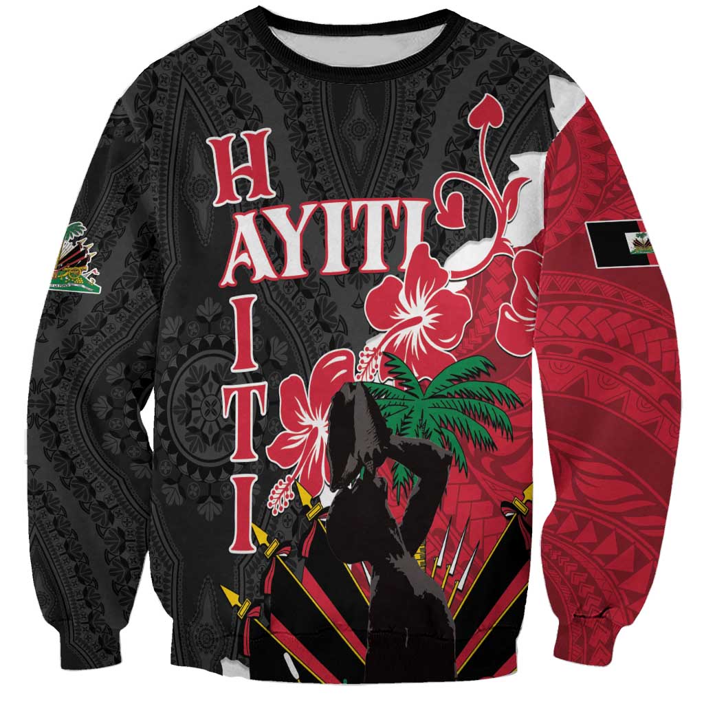 Personalised Ayiti Neg Marron Sweatshirt Dashiki Mix Polynesian Pattern - Wonder Print Shop