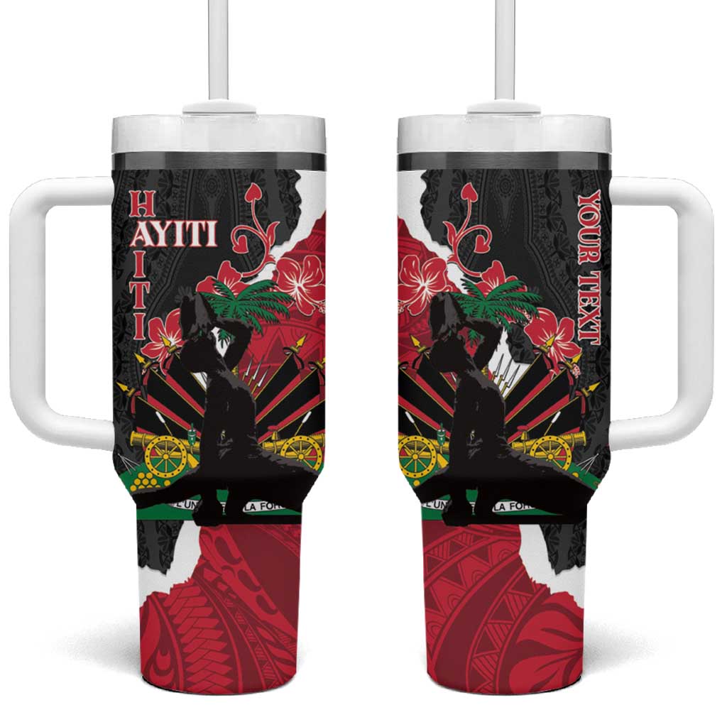 Personalised Ayiti Neg Marron Tumbler With Handle Dashiki Mix Polynesian Pattern - Wonder Print Shop