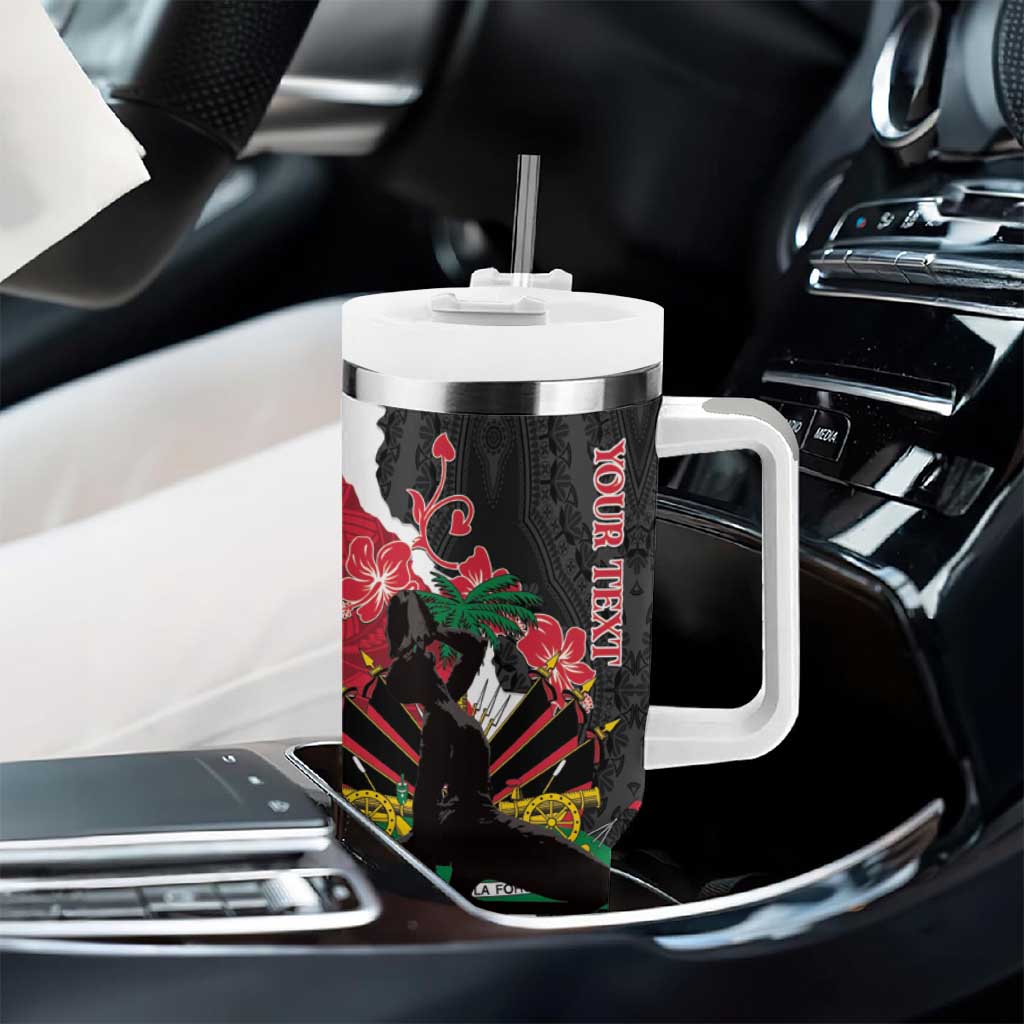 Personalised Ayiti Neg Marron Tumbler With Handle Dashiki Mix Polynesian Pattern - Wonder Print Shop