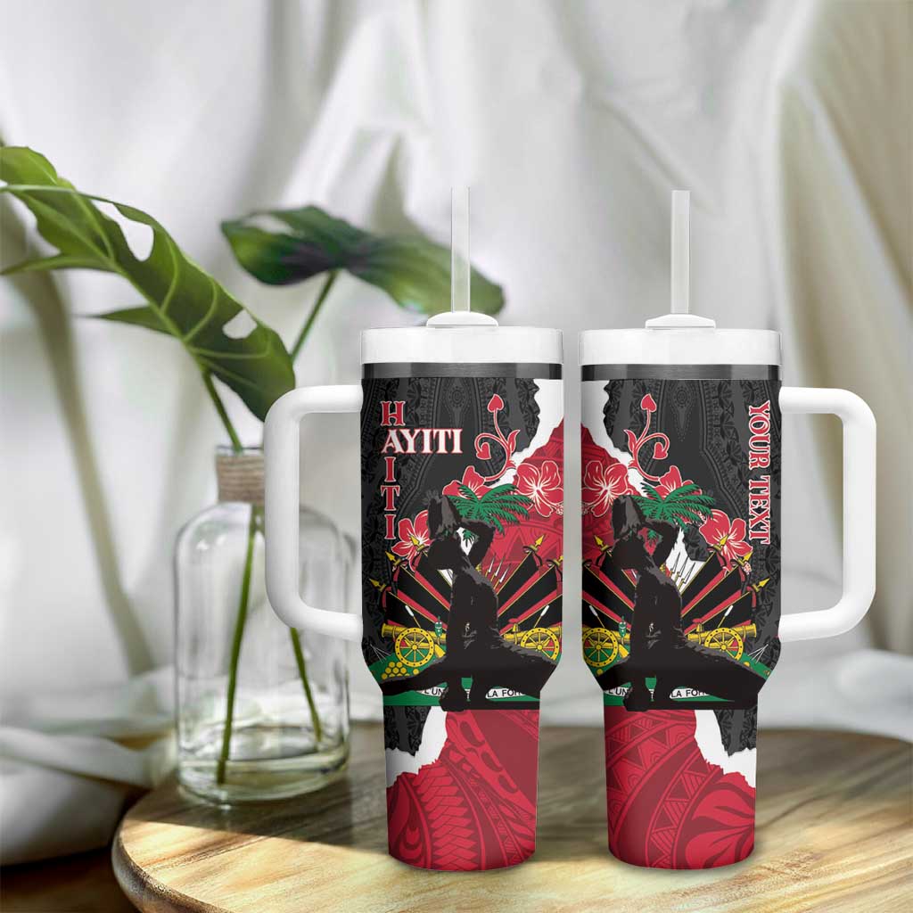 Personalised Ayiti Neg Marron Tumbler With Handle Dashiki Mix Polynesian Pattern - Wonder Print Shop