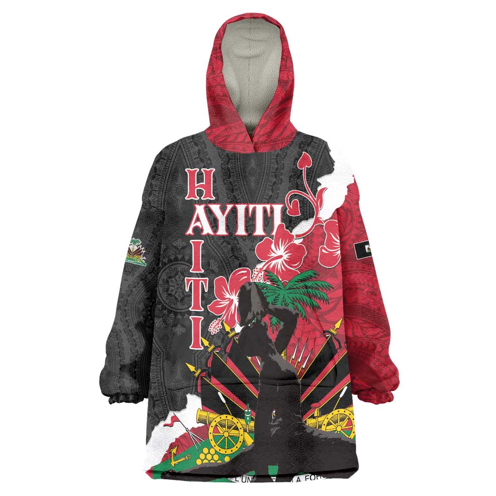 Personalised Ayiti Neg Marron Wearable Blanket Hoodie Dashiki Mix Polynesian Pattern - Wonder Print Shop