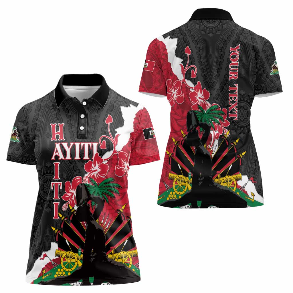 Personalised Ayiti Neg Marron Women Polo Shirt Dashiki Mix Polynesian Pattern - Wonder Print Shop