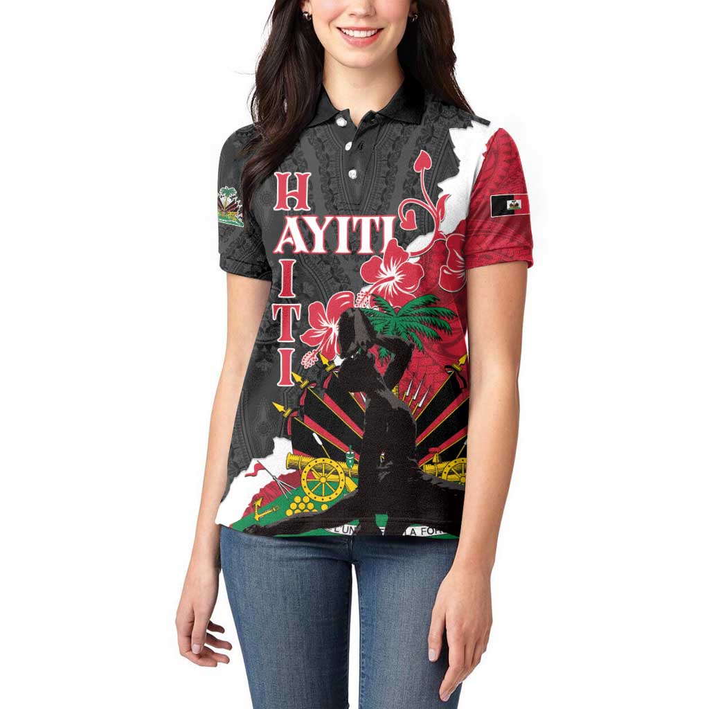Personalised Ayiti Neg Marron Women Polo Shirt Dashiki Mix Polynesian Pattern - Wonder Print Shop
