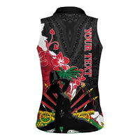 Personalised Ayiti Neg Marron Women Sleeveless Polo Shirt Dashiki Mix Polynesian Pattern - Wonder Print Shop