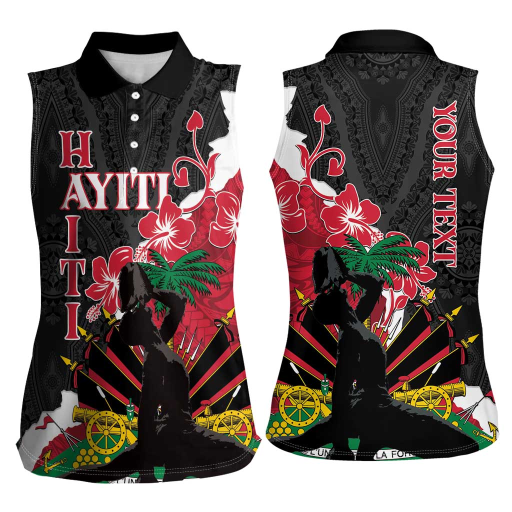 Personalised Ayiti Neg Marron Women Sleeveless Polo Shirt Dashiki Mix Polynesian Pattern - Wonder Print Shop
