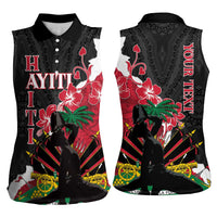 Personalised Ayiti Neg Marron Women Sleeveless Polo Shirt Dashiki Mix Polynesian Pattern - Wonder Print Shop