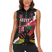 Personalised Ayiti Neg Marron Women Sleeveless Polo Shirt Dashiki Mix Polynesian Pattern - Wonder Print Shop