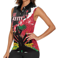 Personalised Ayiti Neg Marron Women Sleeveless Polo Shirt Dashiki Mix Polynesian Pattern - Wonder Print Shop